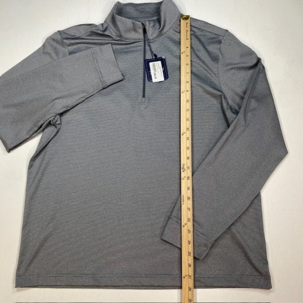 Tourney Brand Mens Quarter Zip Pullover Steel Gray Micro Stripe Golf Long Sleeve